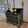 Antieke commode ladekast met marmeren blad groen goud