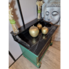 Antieke commode ladekast met marmeren blad groen goud