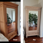 Grenen buffetkast voor en na zandstralen en oliën